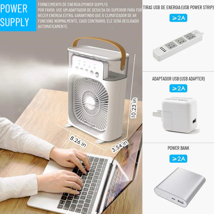 Mini Ventilador Refresh Portátil 3 em 1!