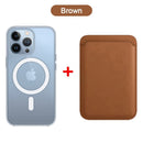 Kit Exclusivo Duo MagSafe iPhone - Linha 16 | Case Transparente + Carteira Magnética em Couro