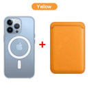 Kit Exclusivo Duo MagSafe iPhone - Linha 16 | Case Transparente + Carteira Magnética em Couro