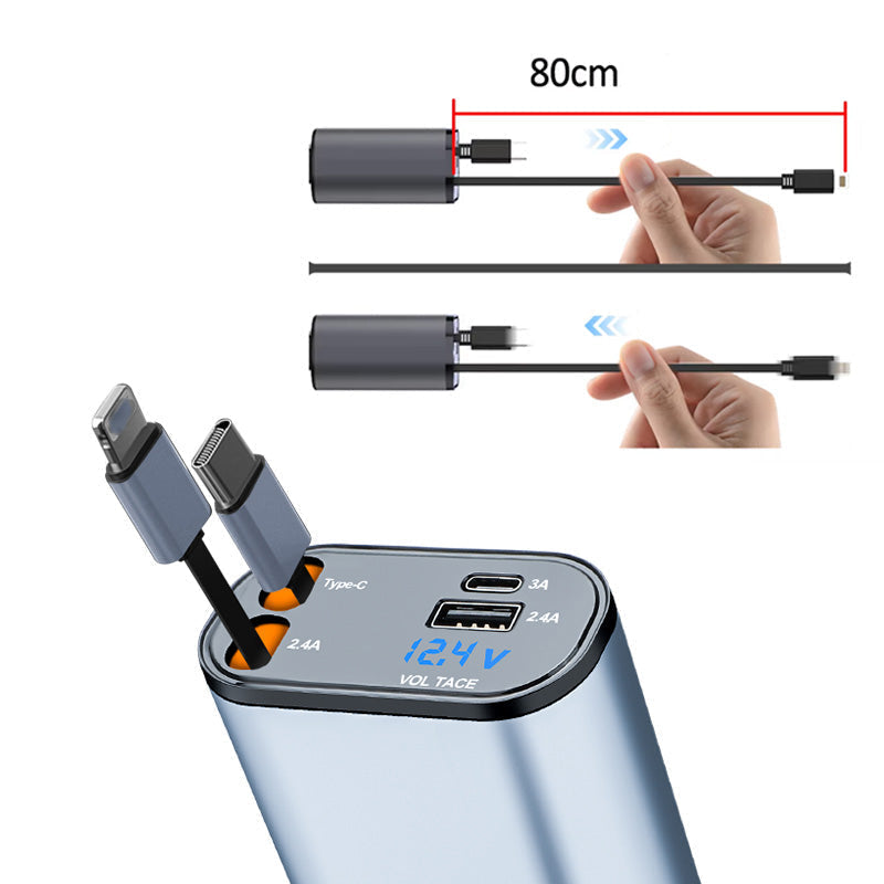 Carregador Retrátil Turbo ImportLive™ 2 em 1 - IOS e Android