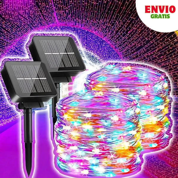 Luzes de Natal Solares com 200 LEDs e 8 Modos